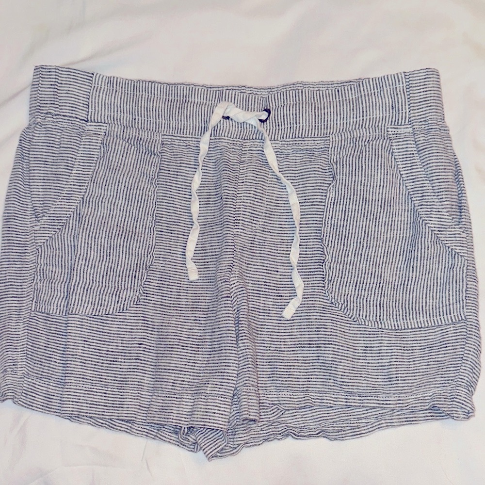 Athleta navy and white Striped Drawstring Shorts